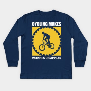 Cycling makes worries disappear Cyclist T-shirt design 2022. Kids Long Sleeve T-Shirt